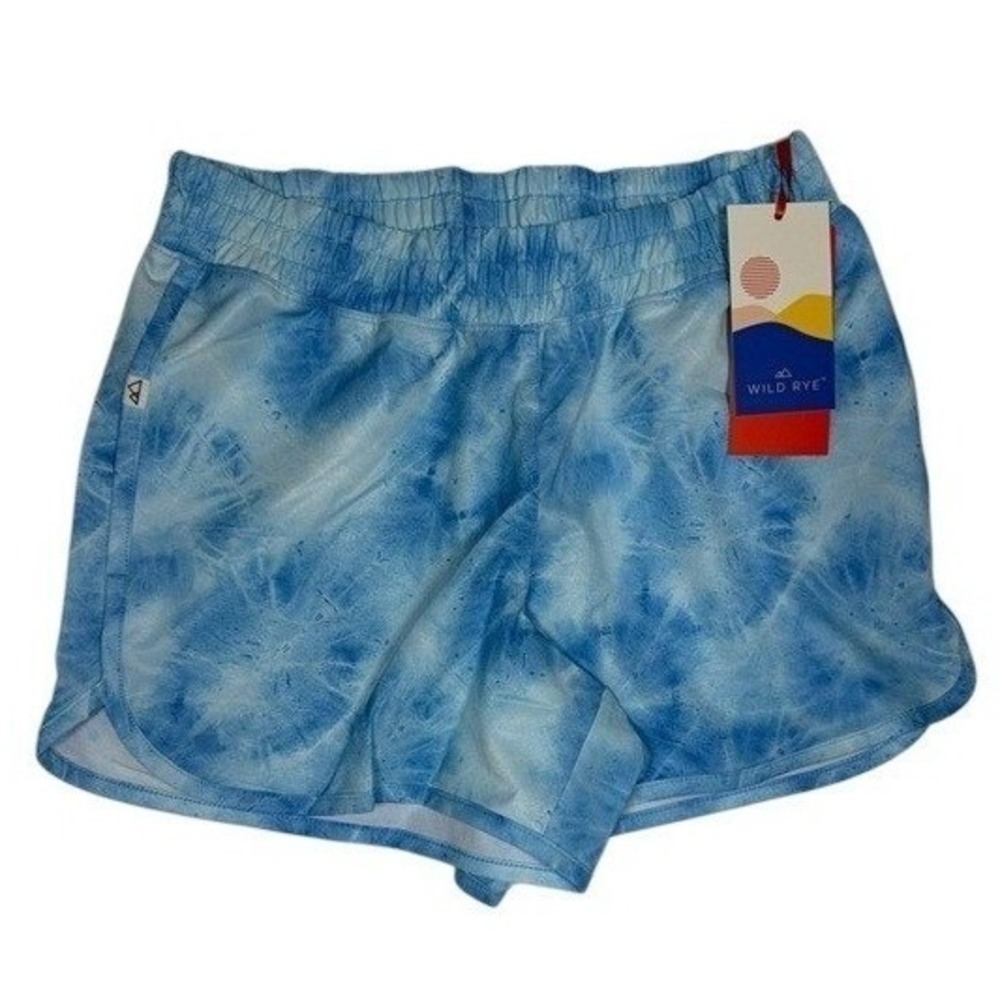 Wild Rye Alturas Apres Shorts Blue Tie Dye Recycled Stretch Athletic Women 4